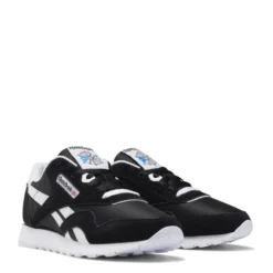 Reebok Women's Classic Nylon In Black/White -Potomac River Running SHOP fv4506 5 footwear photography front lateral top view white 1100x